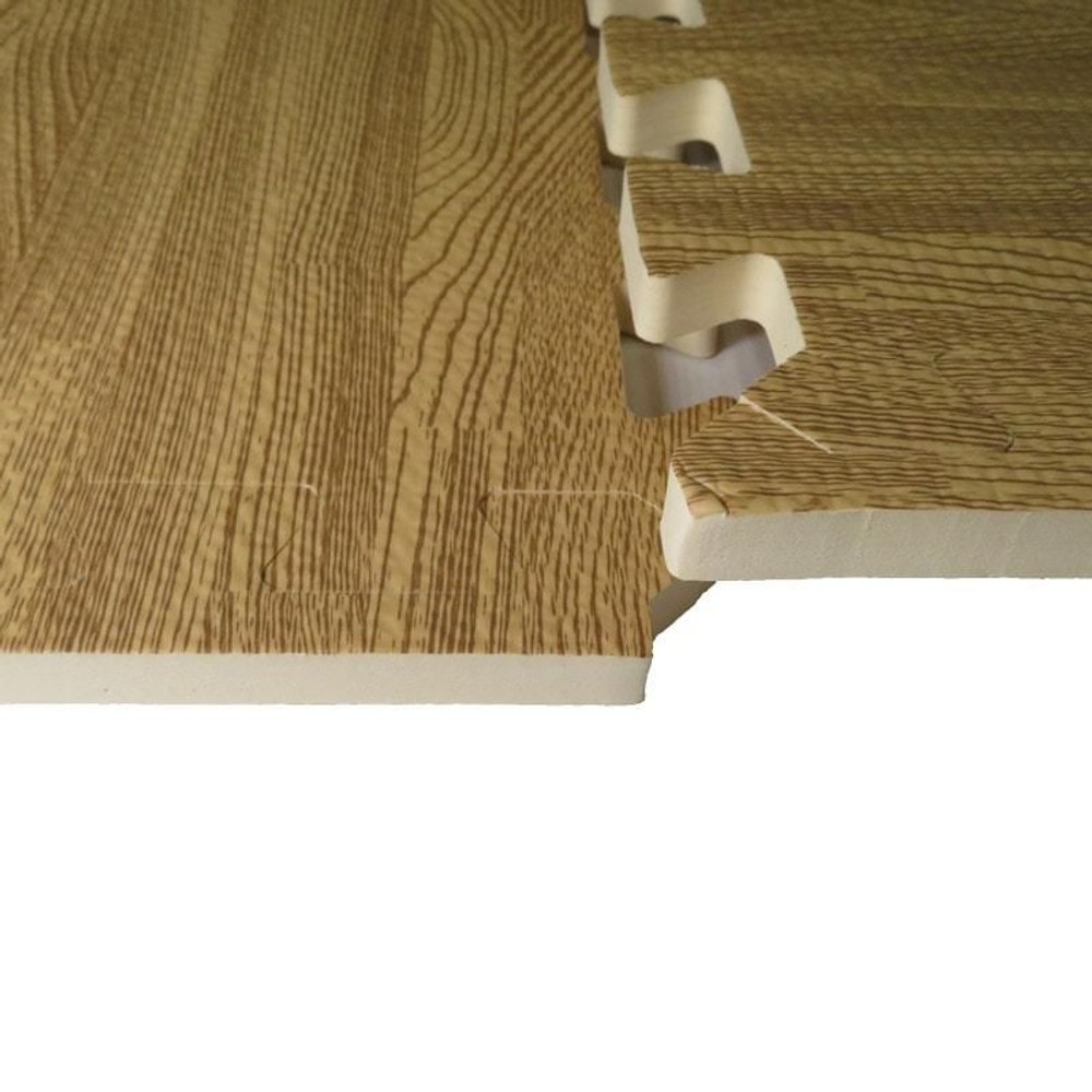 大判つなげるソフトマット　大判4枚組　木目柄, ホワイト, 大判4枚組