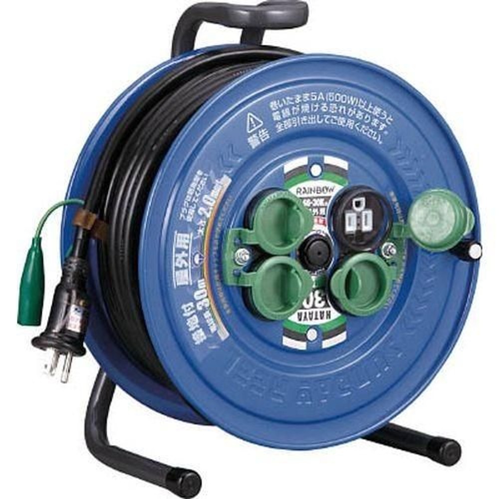 ハタヤ　防雨型サンデーレインボーリール 単相100Vアース付 30m SG-30K, ブルー, 30m