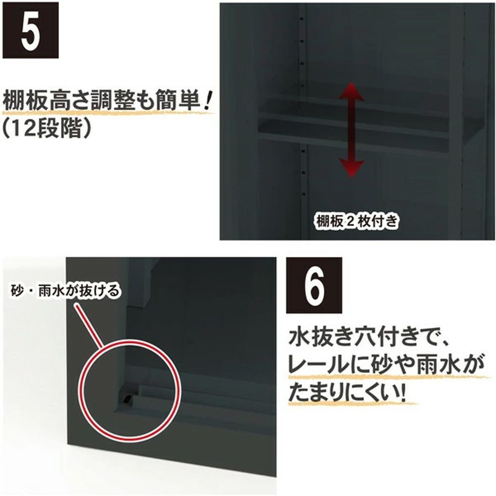 グリーンライフ SRM-1515（BK/AGY） ダシーレ ファミリー物置, ブラック, 幅1550mm&times;奥行820mm&times;高さ1530mm