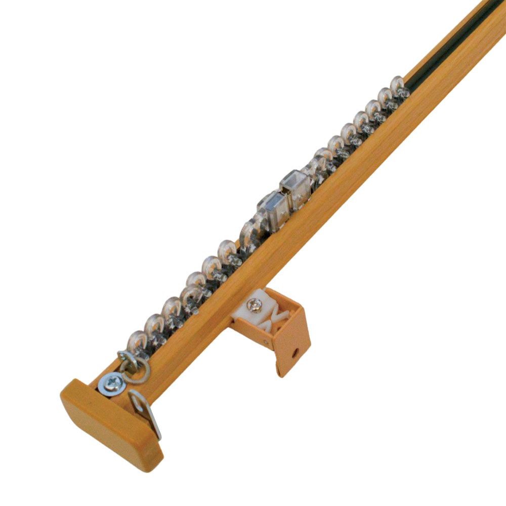 伸縮角型カーテンレール　２．０ｍ用シングル, 木目ナチュラル, 2.0ｍ用シングル