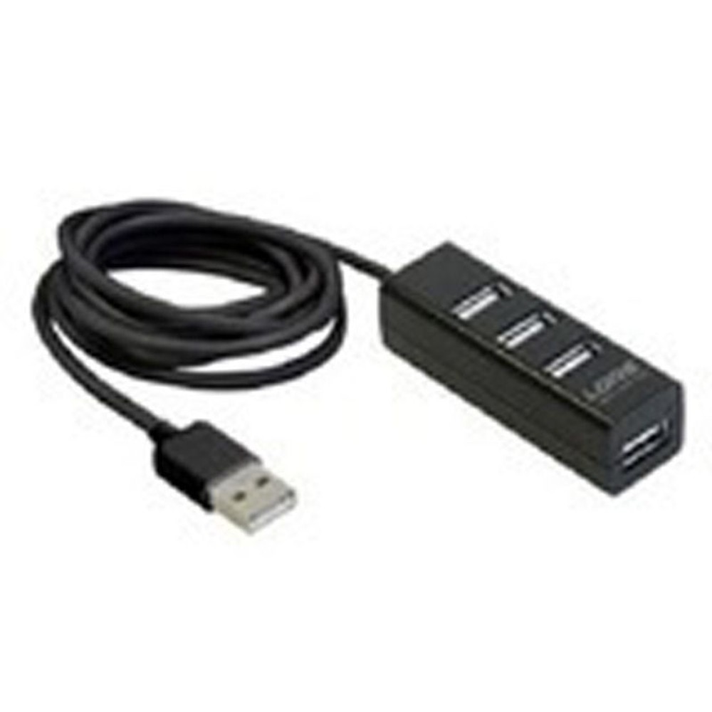 4ポートUSB2.0　ハブ　ブラック, ブラック, 120cm