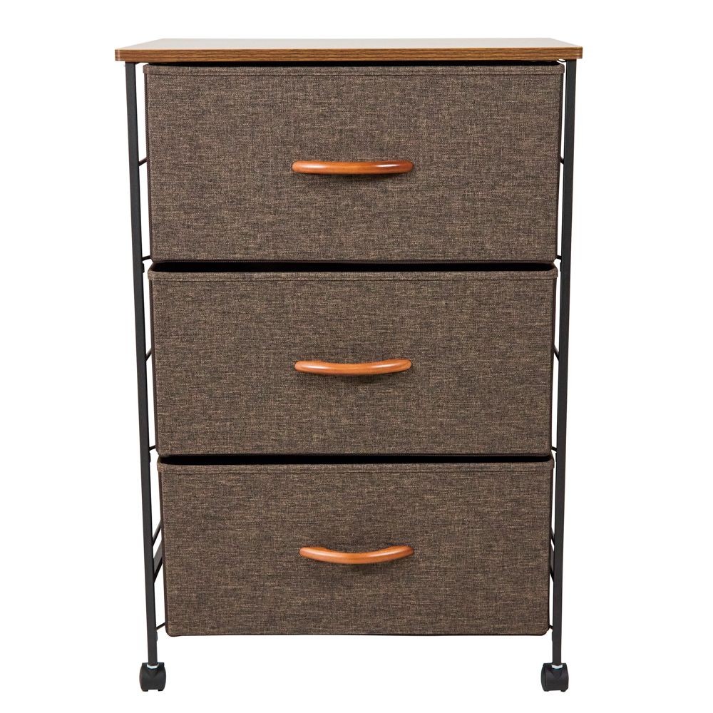 組立簡単ファブリックチェスト４８幅３段, ブラウン, 3段