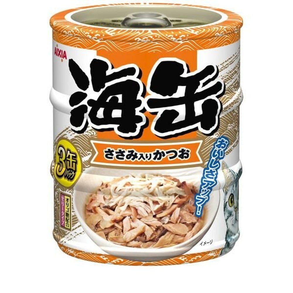 アイシア　海缶ミニ3Ｐ　ささみ入りかつお　180ｇ, ささみ入りかつお, 60g&times;3缶