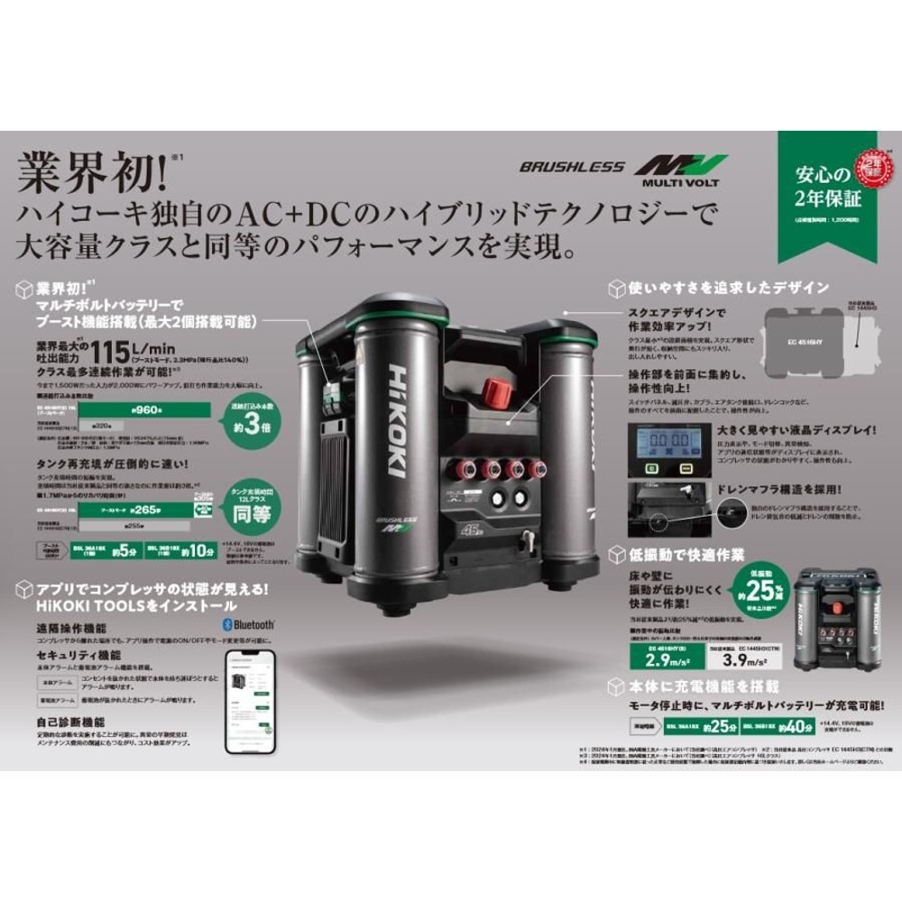 ハイコーキ　HiKOKI エアコンプレッサ EC4516HY (S), ブラック, EC4516HY (S)