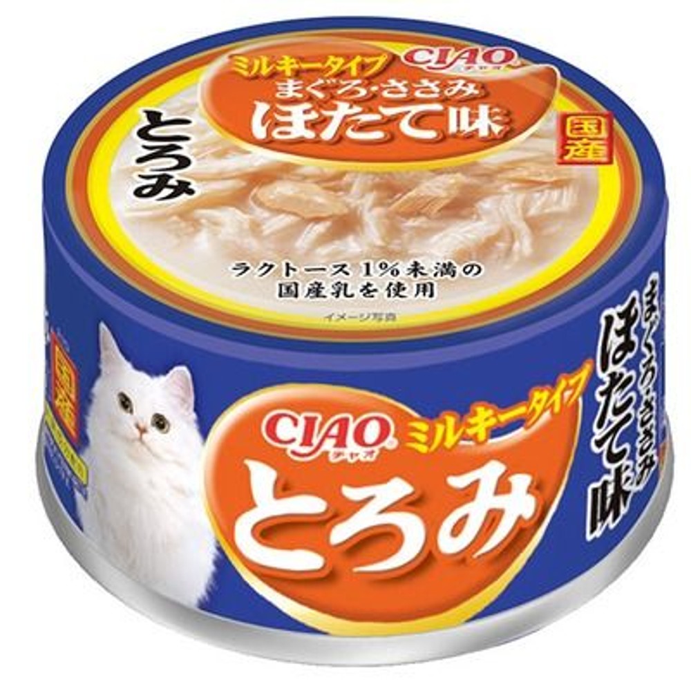 いなば　チャオとろみ　ミルキーほたて味　80ｇ, まぐろ・ささみ ほたて味, 80g