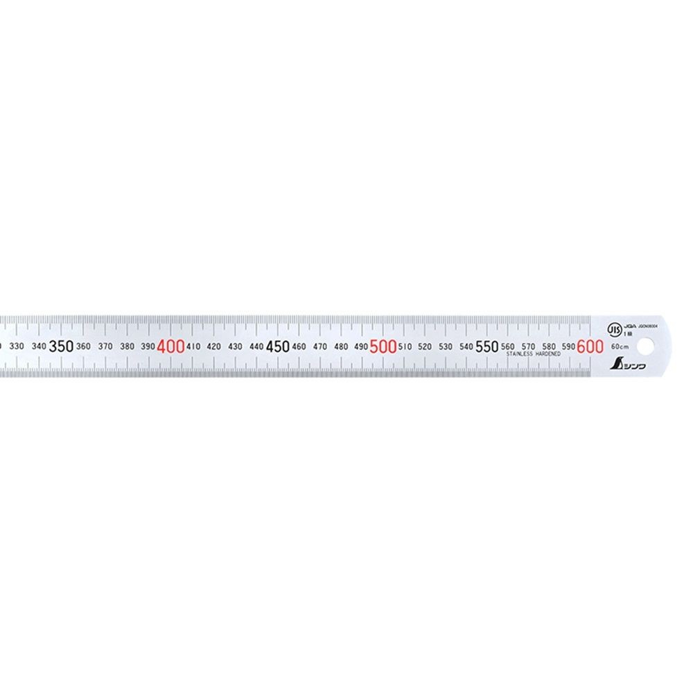 直尺 シルバー 60cm赤数字入 JIS, シルバー, 60cm