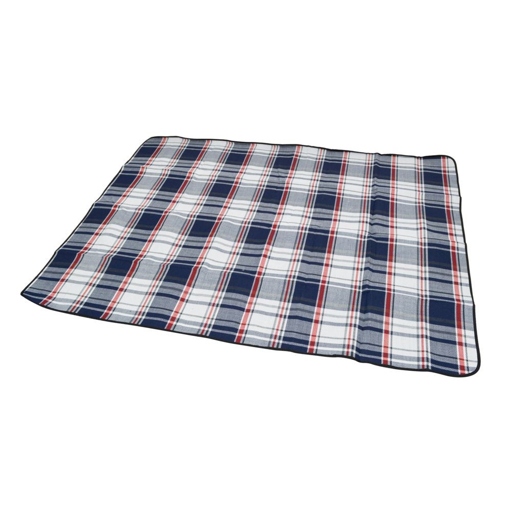 ●起毛　折りたたみレジャーシートＷチェック140&times;180ｃｍ, ブルー, 約620g