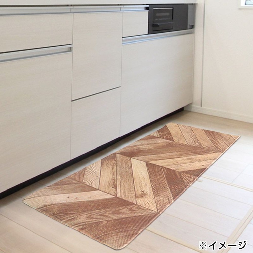 水拭きできる防炎キッチンマット　木目柄, 木目（50×120）, 50×120cm
