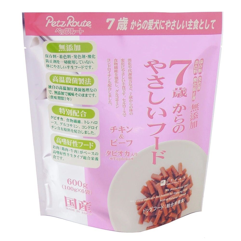 ペッツルート 7歳からのやさしいフード チキン&ビーフ 600g, チキン&ビーフ, 600g
