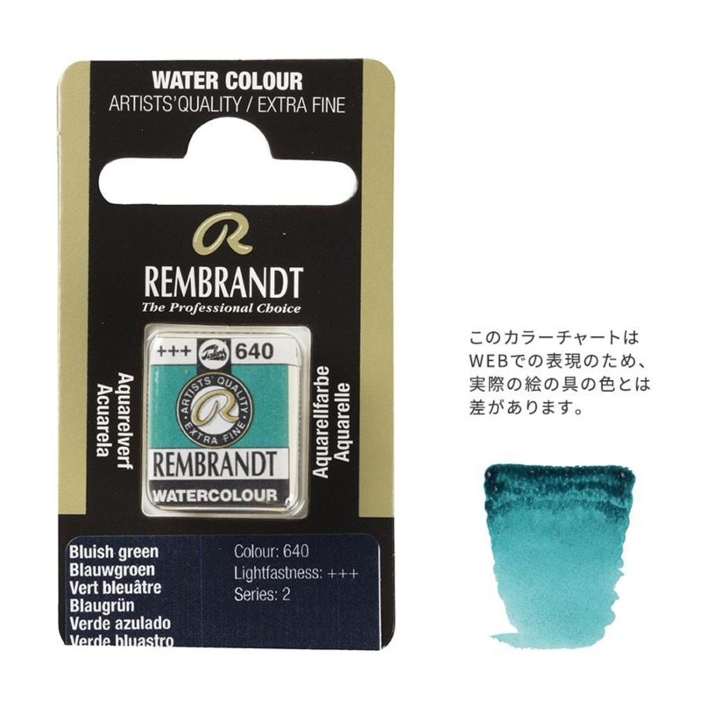 レンブラント固形水彩 640 ブルーイッシュグリーン (T0586640-1), 640 ブルーイッシュグリーン , 5g固形水彩