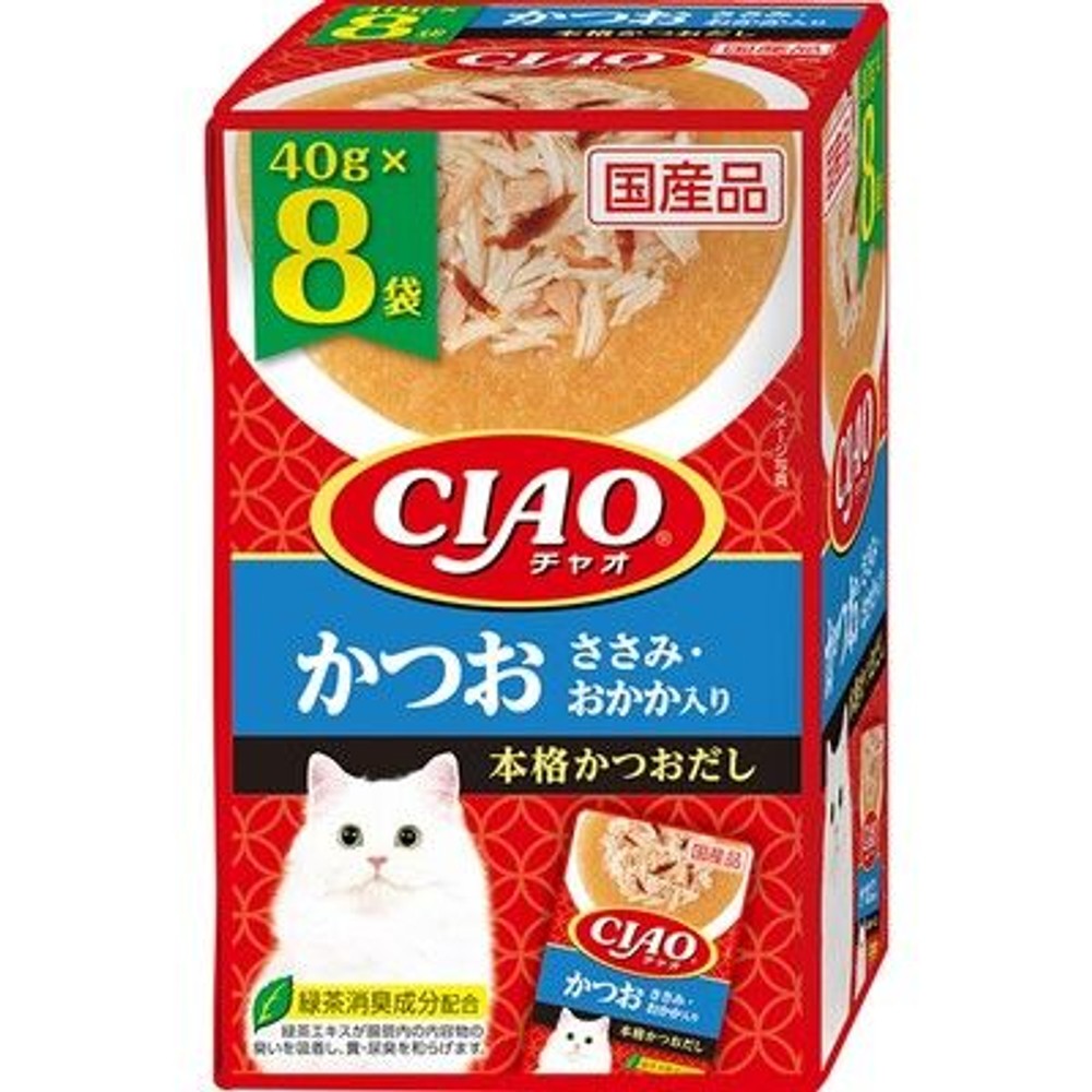 いなば　チャオパウチ　かつお ささみ・おかか入り　４０ｇ&times;８袋, かつお ささみ・おかか入り, 40g&times;8袋