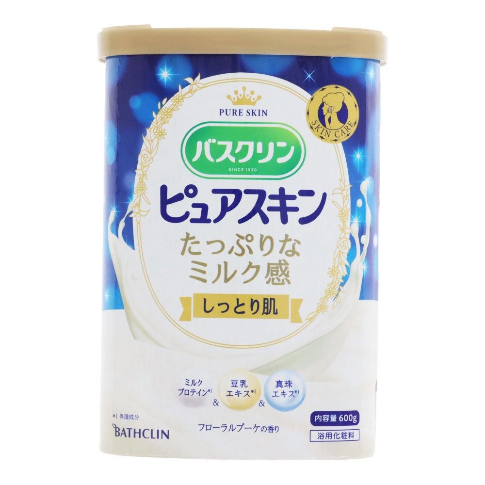アース　バスクリン　ピュアスキン　しっとり肌　６００ｇ, クリームホワイト色のお湯(乳白色系・にごりタイプ), 600g
