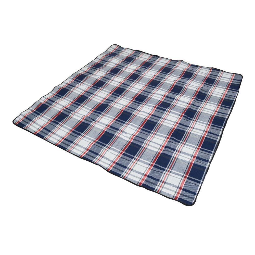 ●起毛　折りたたみレジャーシートＷチェック180&times;180ｃｍ, ネイビーチェック柄, 約770g