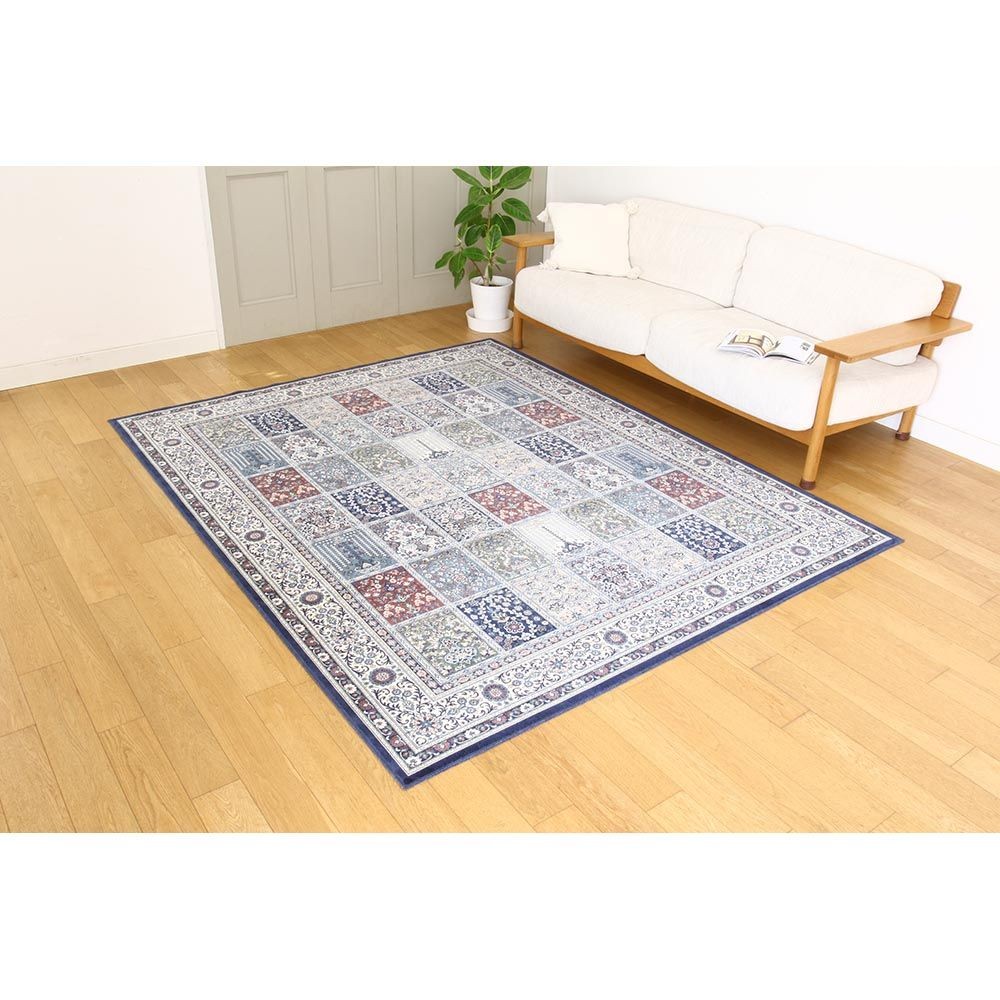 洗える・抗菌防臭・床暖房対応 240&times;240cm 国産モケットラグ MED ネイビー, ネイビー, 240&times;240cm