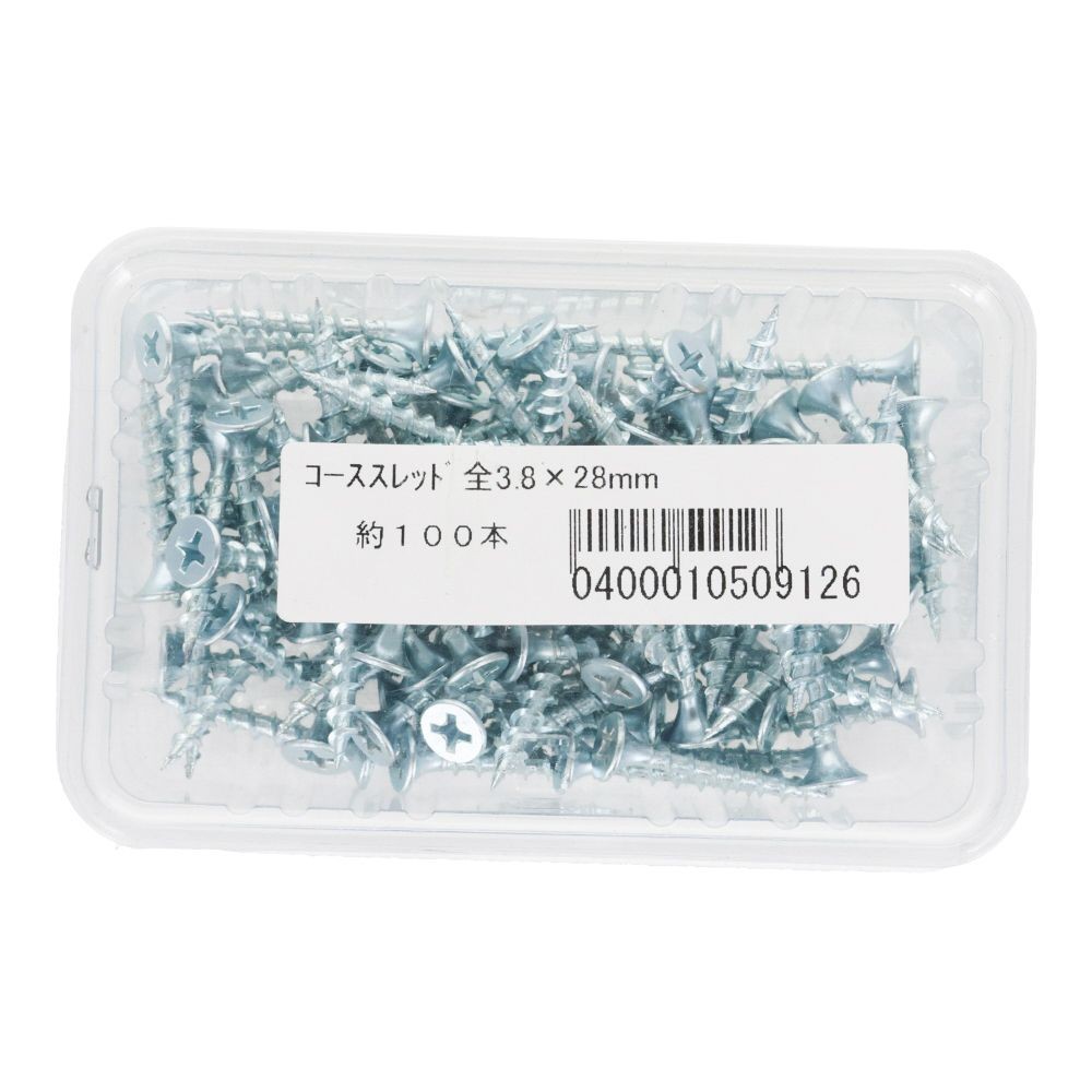 コーススレッド　全ねじ　３．８×２８ｍｍ　１００本入, 全ねじ, 3.8×28mm
