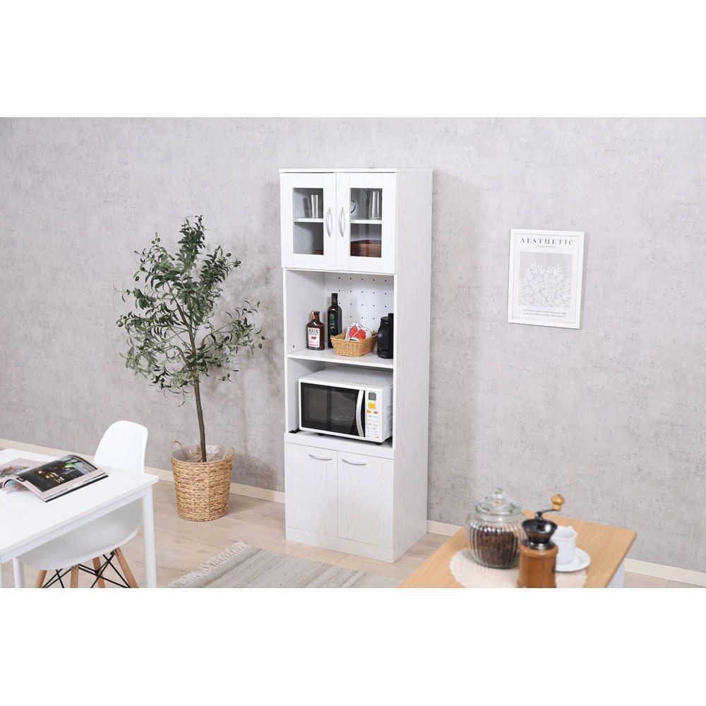 不二貿易 ハイキッチンボード　１８０＊６０　オークＷＨ【メーカー直送・代引不可】, ホワイト, 幅590mm&times;奥行398mm&times;高さ1800mm