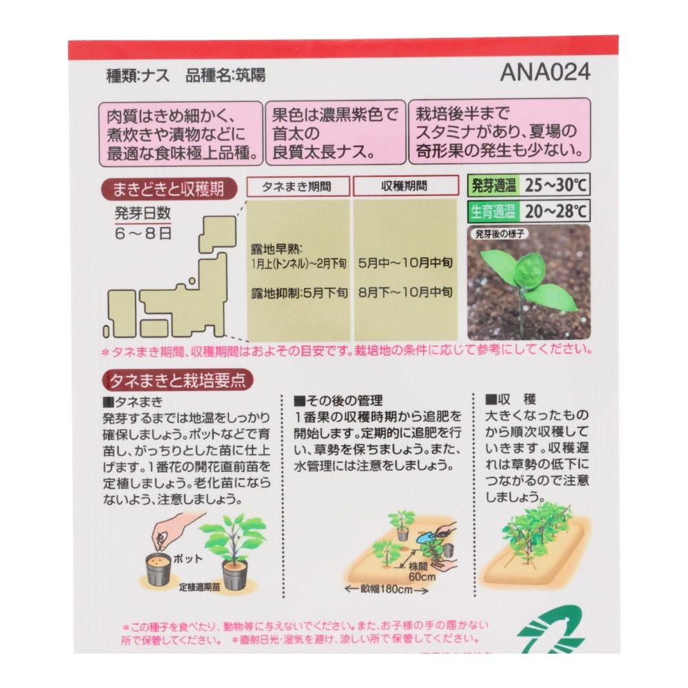 タキイ　筑陽, ナス, 20粒