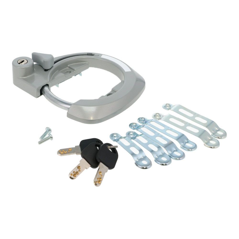 自転車用 頑丈リング錠　ディンプルキー式, シルバー, 幅51&times;奥行85&times;高さ350mm