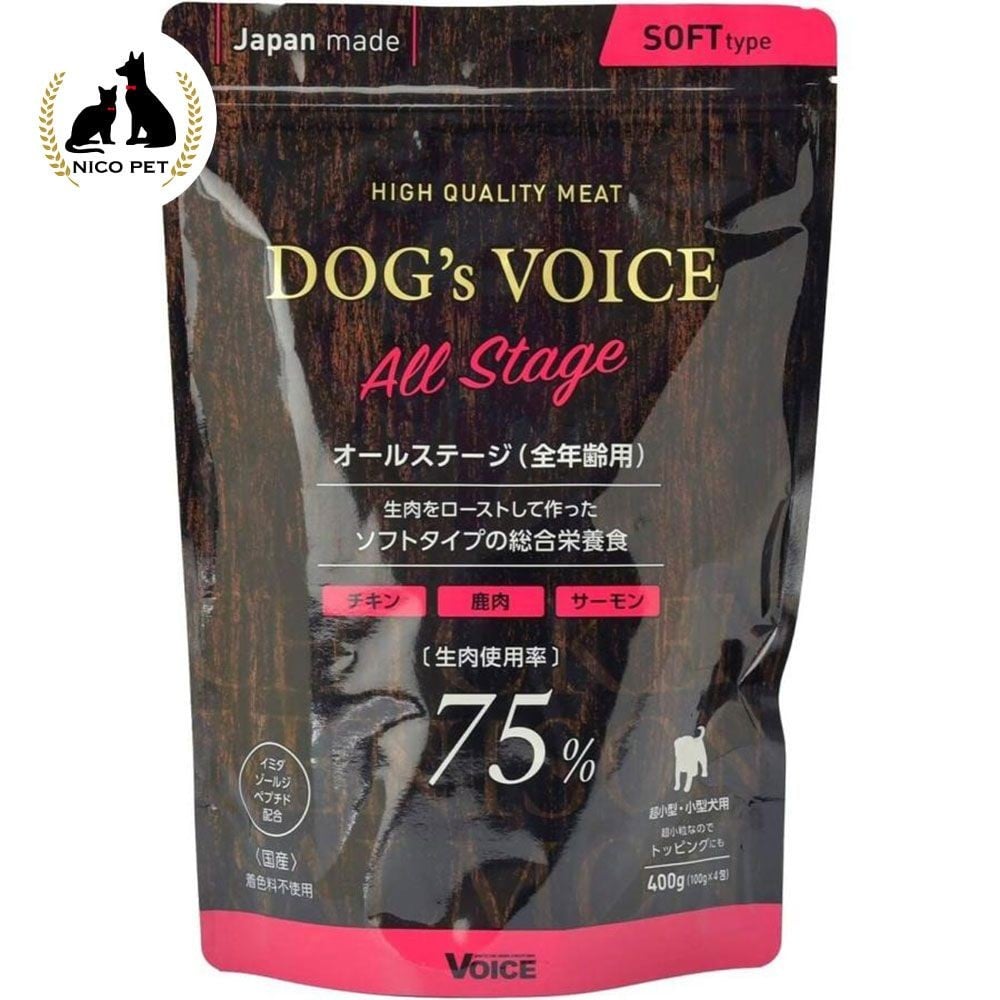 ヴォイス ドッグヴォイス オールステージ(成犬用) 75 ローストチキン&鹿肉&サーモン 400g, オールステージ75, 400g