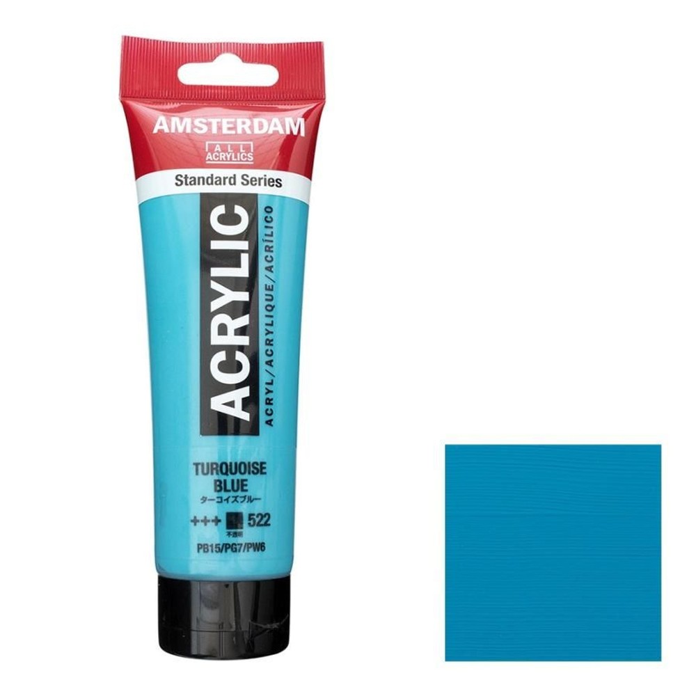 アムステルダム アクリリックカラー 120mL ターコイズブルー T1709-522 スタンダードカラー, ターコイズブルー, 120mL T1709-522