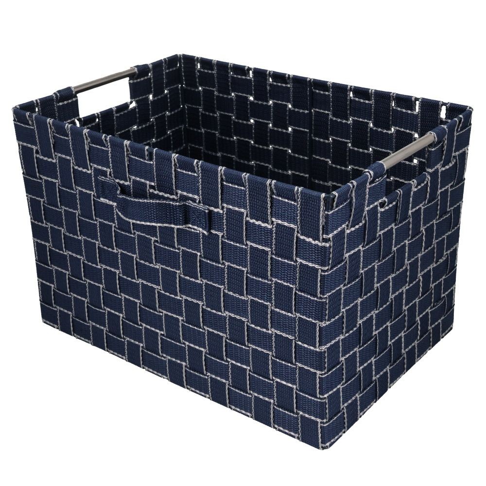 ステンレス取手ＰＰボックス　スクエアＬ, ネイビー, スクエアL