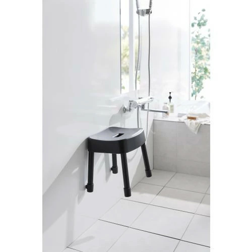 山崎実業 MIST ミスト マグネット&風呂イス SH30, ブラック, 幅325mm&times;奥行275mm&times;高さ300mm