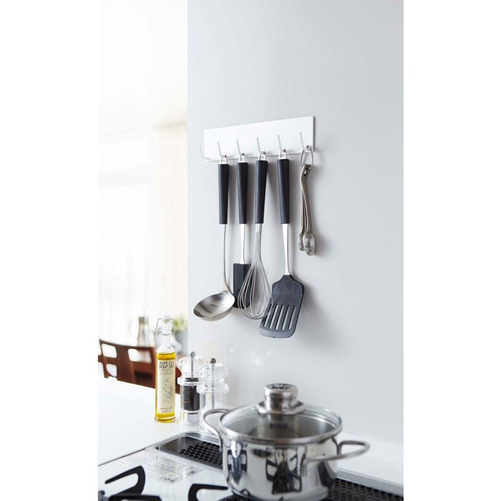 マグネットキッチンツールフック　プレート　ホワイト, ホワイト, 6連フック