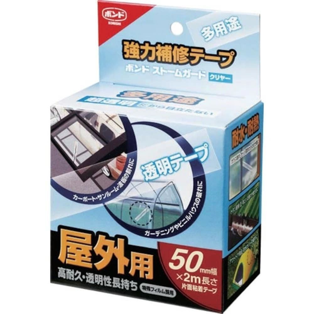 コニシ 強力補修テープ ストームガードクリヤー 50mm&times;2m, 透明, 50mm&times;2m