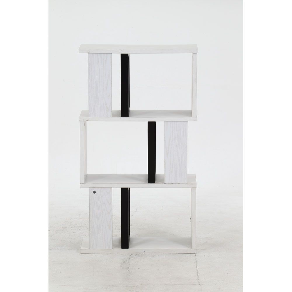 不二貿易 Ｓ字ディスプレイラック　３段　オークＷＨ【メーカー直送・代引不可】, ホワイト, 幅590mm&times;奥行235mm&times;高さ1044mm