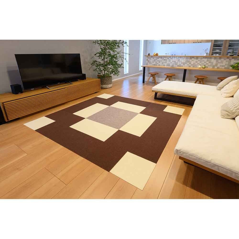 吸着ぴたマット　9Ｐ, ブラウン, 幅300mm&times;奥行300mm&times;厚み4mm