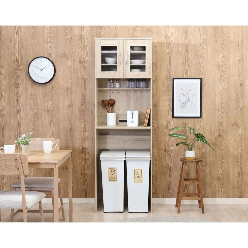 不二貿易 ゴミ箱上キャビネット　６０幅　オーク【メーカー直送・代引不可】, オーク, 幅590mm&times;奥行398mm&times;高さ1800mm