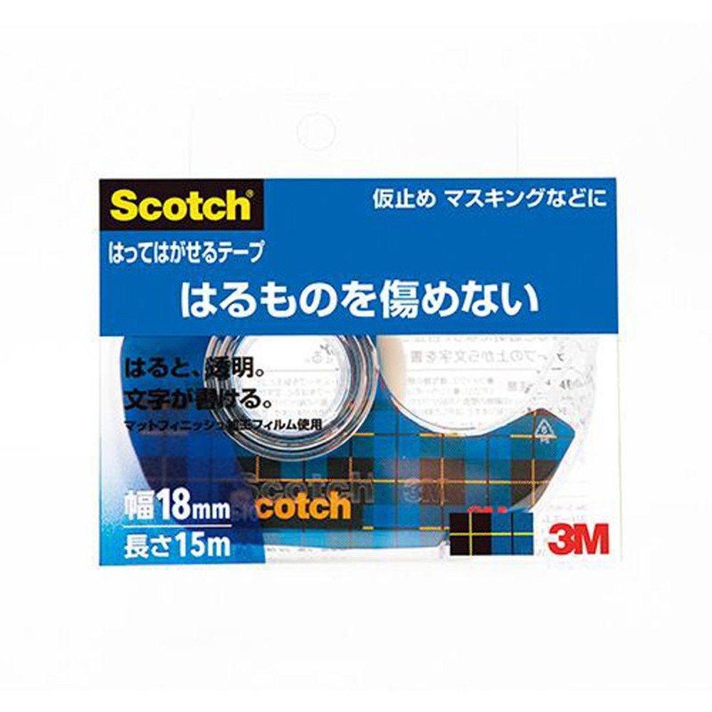 はってはがせるテープ本体　18ｍｍ, 透明, 18mm