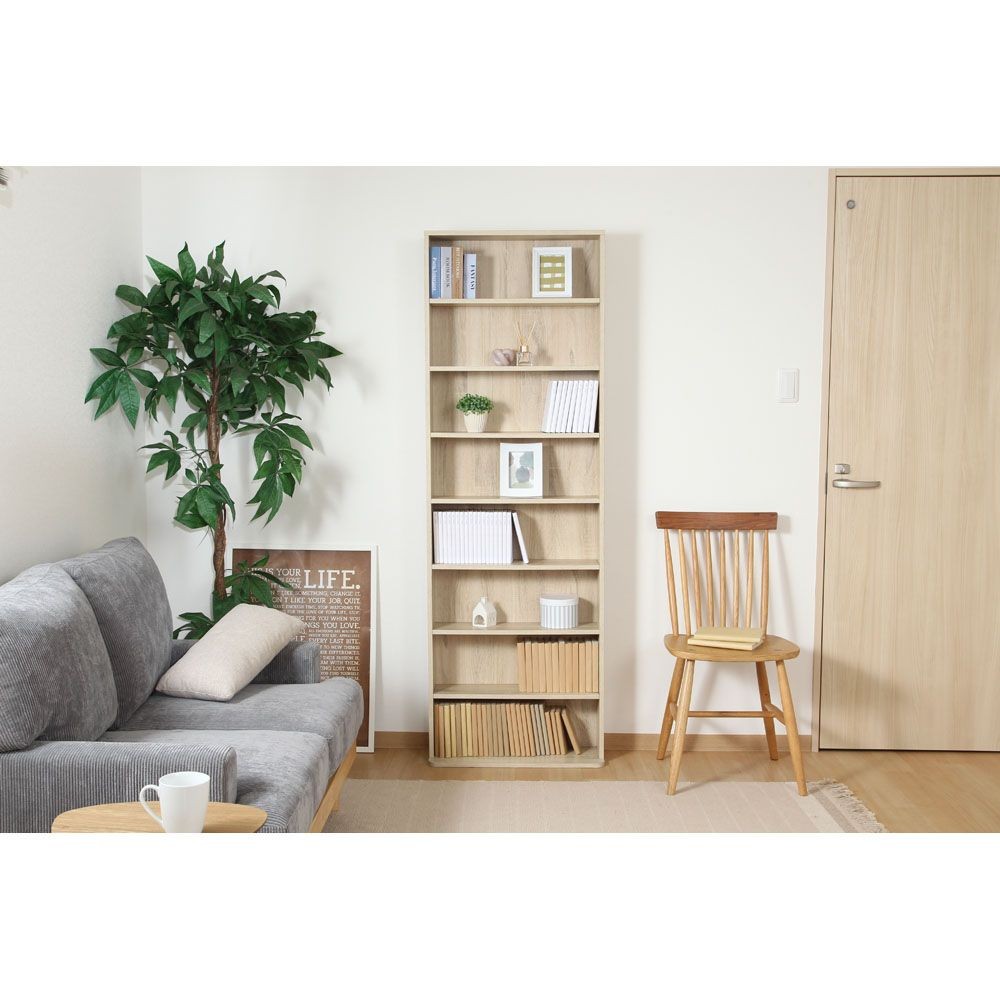 不二貿易 大容量スリム書棚　６０幅　オーク【メーカー直送・代引不可】, オーク, 幅600mm&times;奥行225mm&times;高さ1800mm