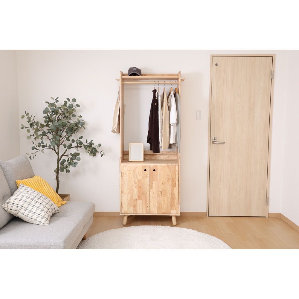 不二貿易 ＮＳ　壁面収納ユニット　トップハンガーラック【メーカー直送・代引不可】, ナチュラル, 幅700mm&times;奥行340mm&times;高さ1000mm