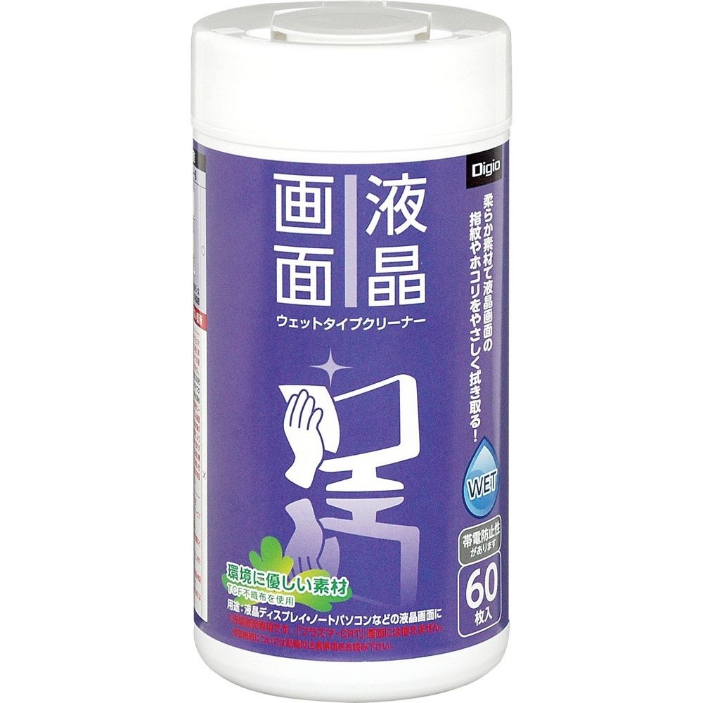 OAクリーナー　液晶対応　ウエットタイプ　ボトル　60枚, ウェットタイプ, 60枚入