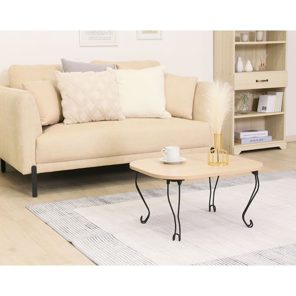 不二貿易 ねこ脚テーブル　６０４８　ナチュラル（木目）【メーカー直送・代引不可】, ナチュラル, 幅600mm&times;奥行480mm&times;高さ315mm