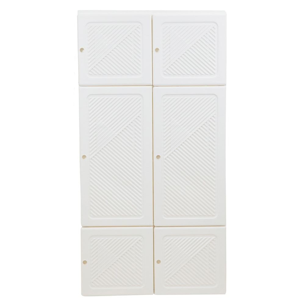 組立簡単　折りたたみワードローブ, ホワイト, 2列5段