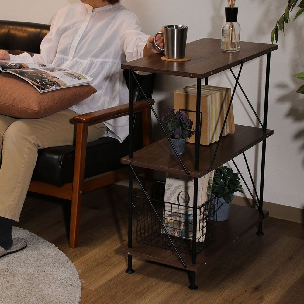 不二貿易 ＥＺＢＯツイストロック　オープンラック３段　ＭＢＲ【メーカー直送・代引不可】, ブラウン, 幅615mm&times;奥行306mm&times;高さ740mm