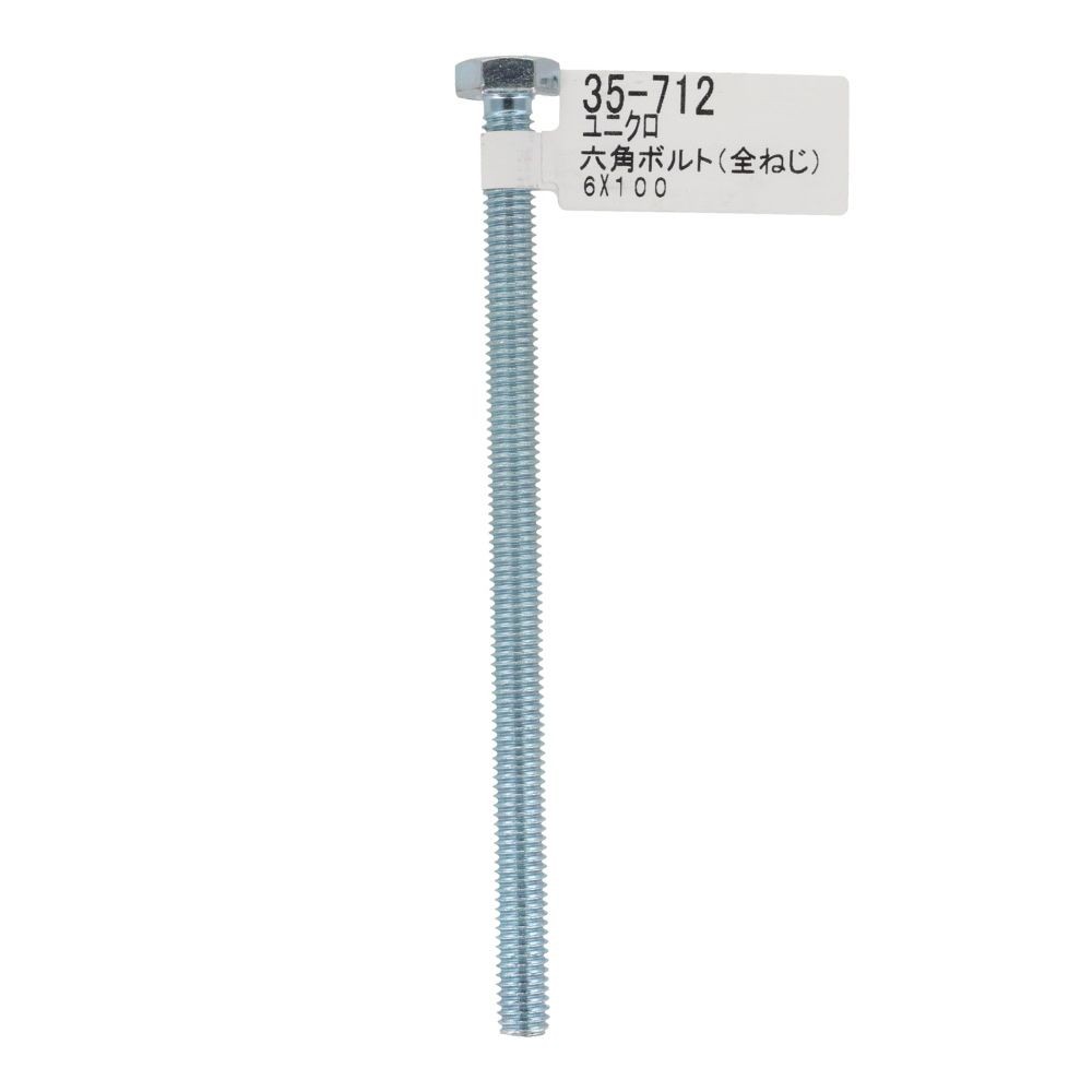 六角ボルト　ユニクロ　全ねじ　Ｍ６&times;１００, 全ねじ, M6&times;100