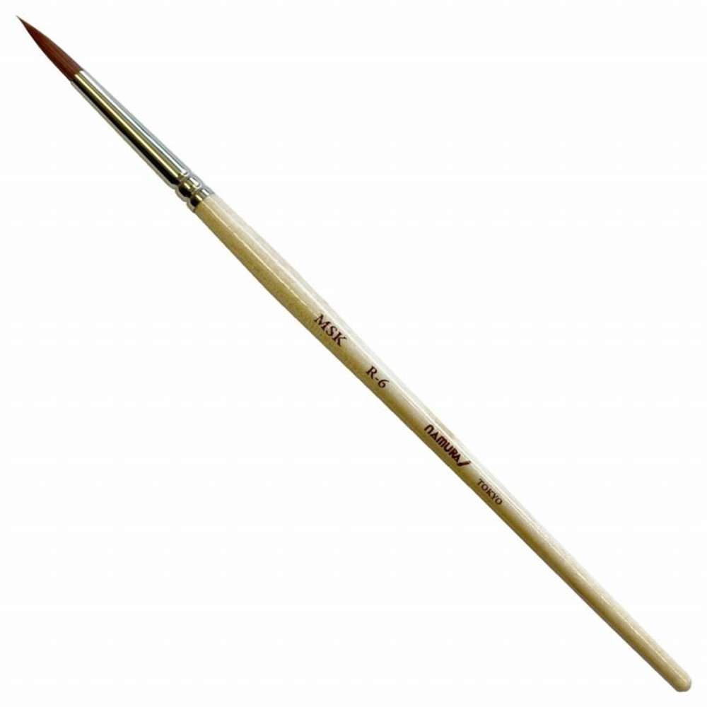 名村大成堂 マスキング筆 MSK R-6 ラウンド型 ナイロン赤毛 (81130061), MSK R-6 ナイロン赤毛, ラウンド型