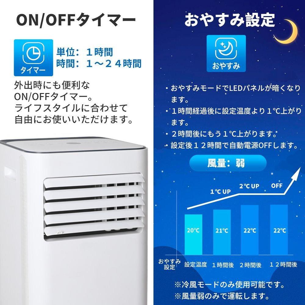 家庭用移動式エアコン　窓パネル付　工事不要　OLｰKY26ｰA010GNｰST, ホワイト, OLｰKY26ｰA010GNｰST