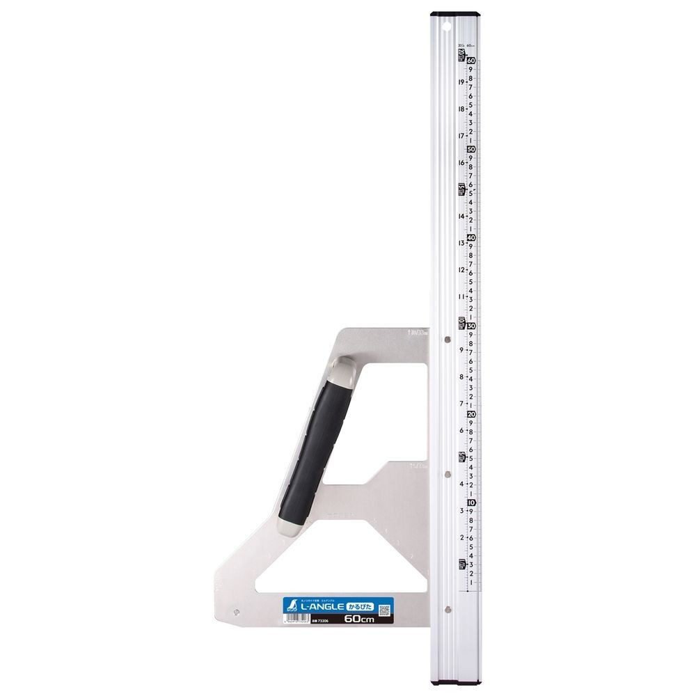 シンワ測定（Shinwa Sokutei） 丸ノコガイド定規　エルアングル　かるぴた　６０ｃｍ　併用目盛 73206, 丸ノコ用, 60cm