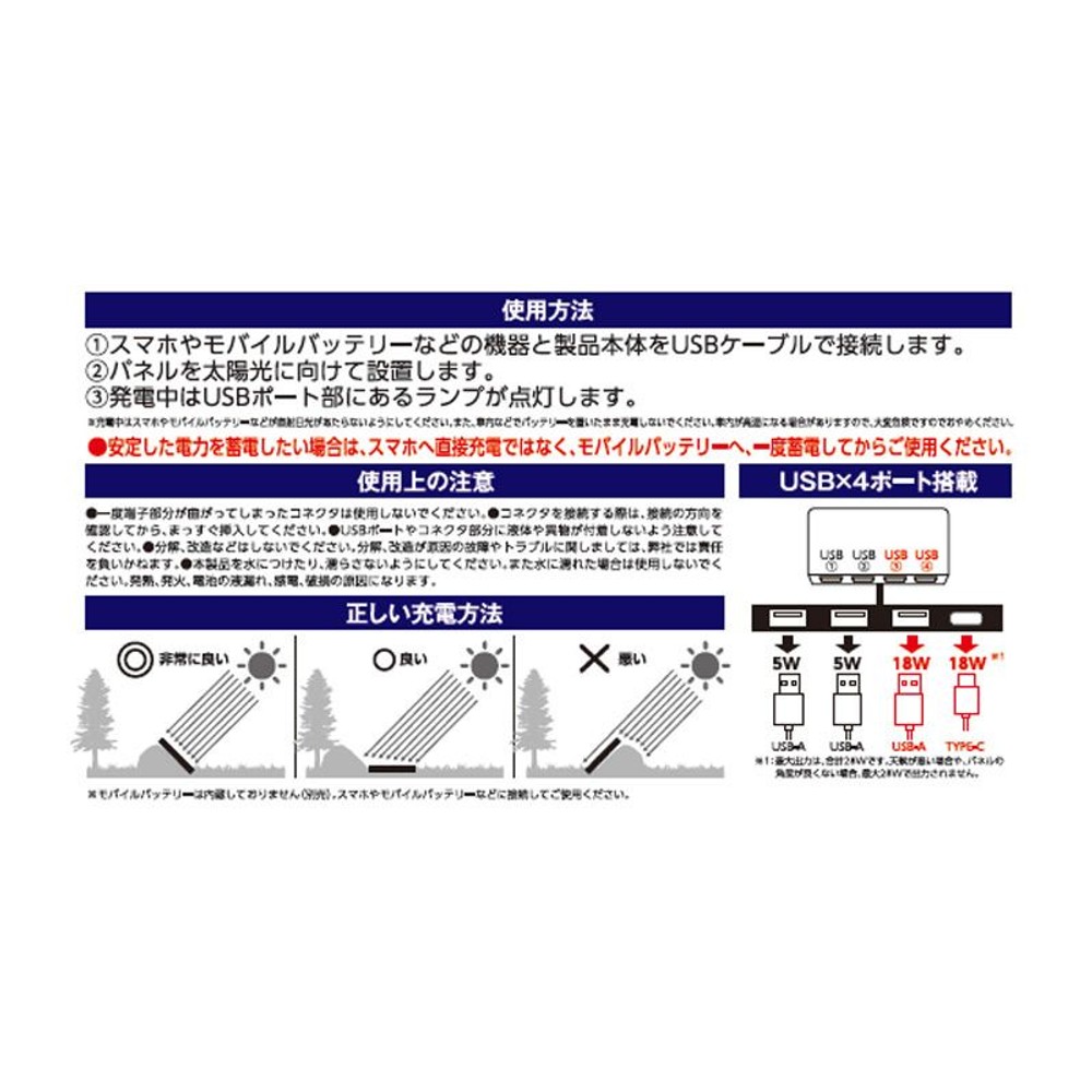 4ポート急速充電対応ソーラーパネル, その他カラー１, その他サイズ１