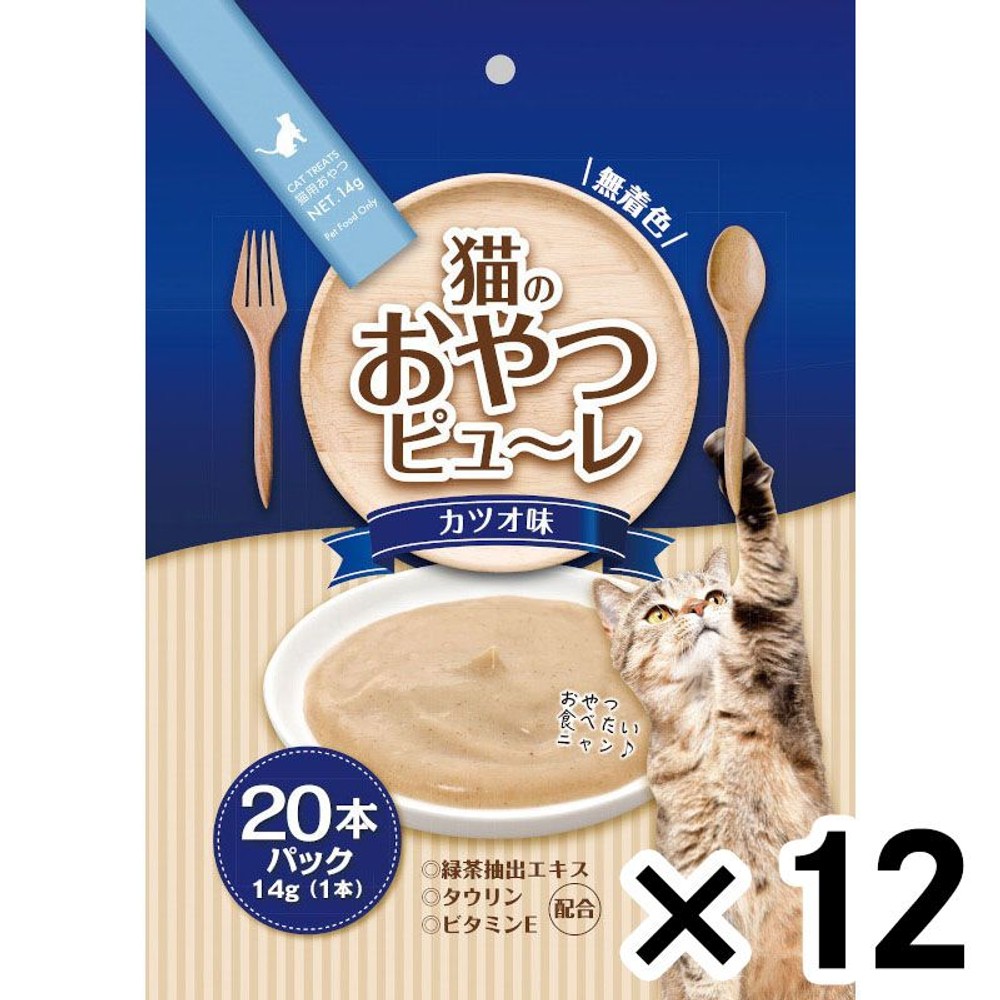 猫用ピューレ　かつお味14ｇ×20本 ×12個セット, 14g×20本, 12個セット