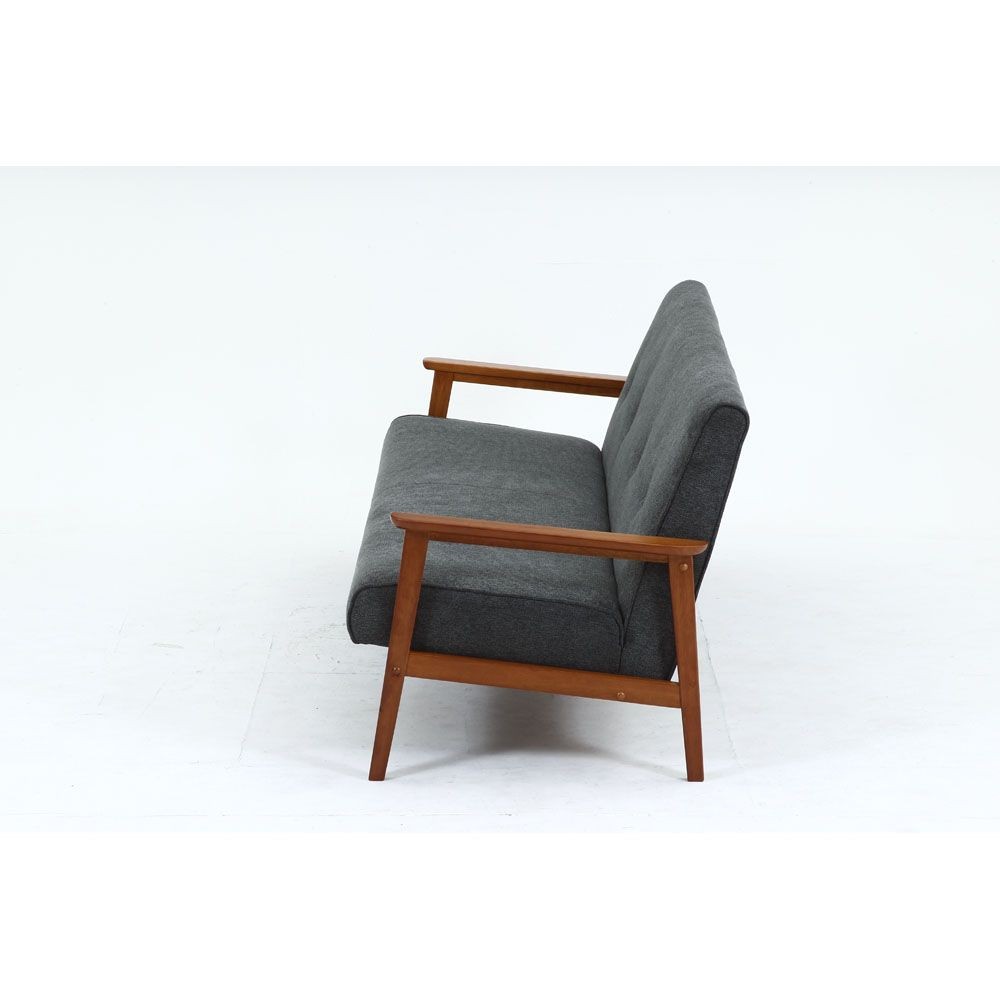 不二貿易 厚手ファブリックソファ ミート 3P GY【メーカー