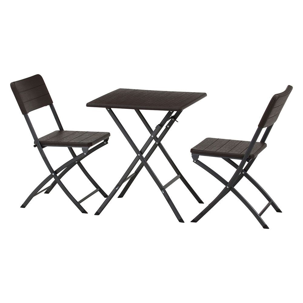 テーブル＆チェア　3点セット　ＢＲ　木目調【メーカー直送・代引不可】, ブラウン, 木目調