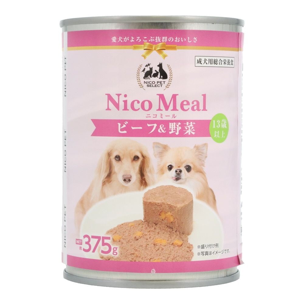 ビバホーム NicoMeal 13歳以上用ビーフ＆野菜 375g, １３歳以上用ビーフ＆野菜, 375g