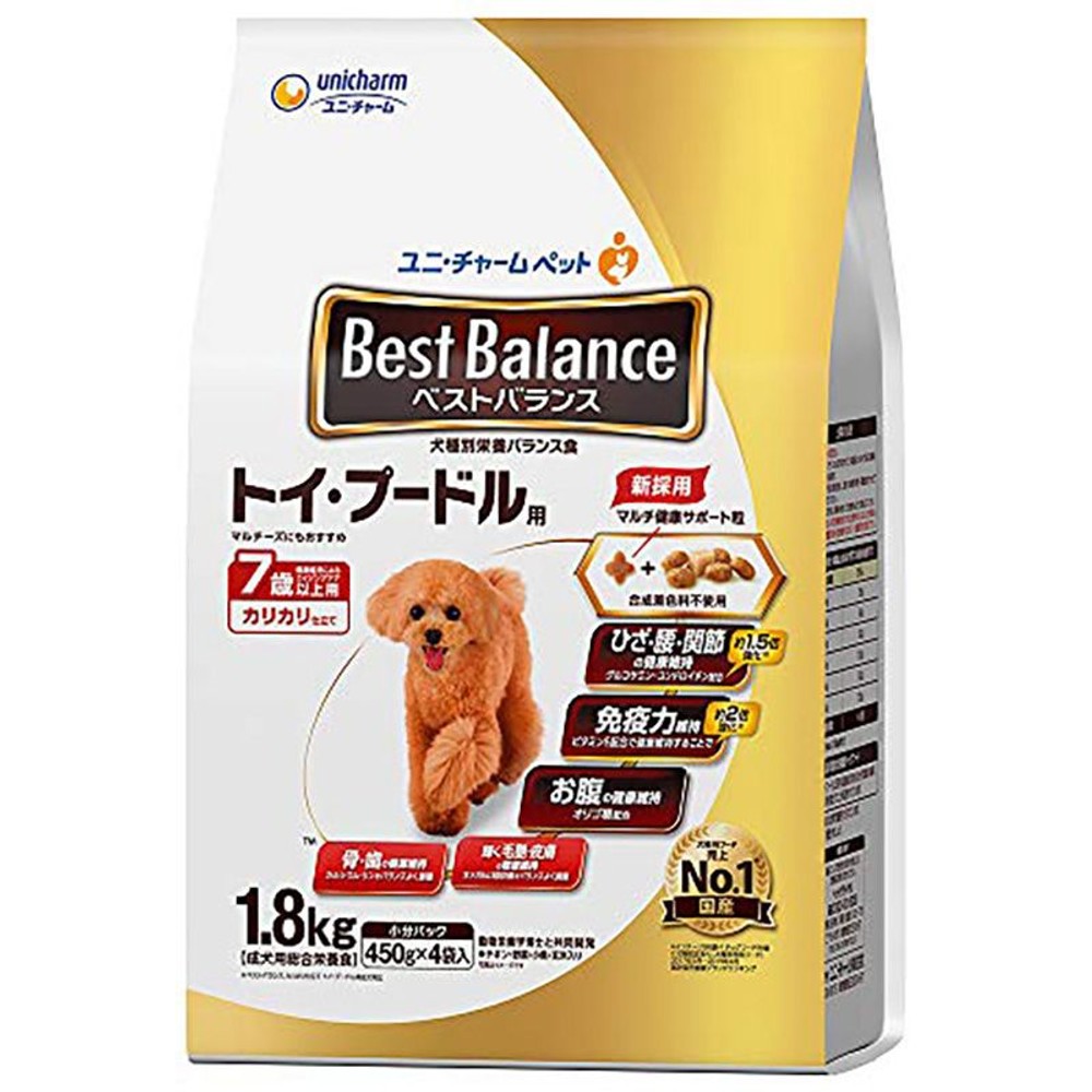 ユニチャーム　ベストバランス　プードル7歳　1．8ｋｇ, トイプードル7歳以上, 450g&times;4袋