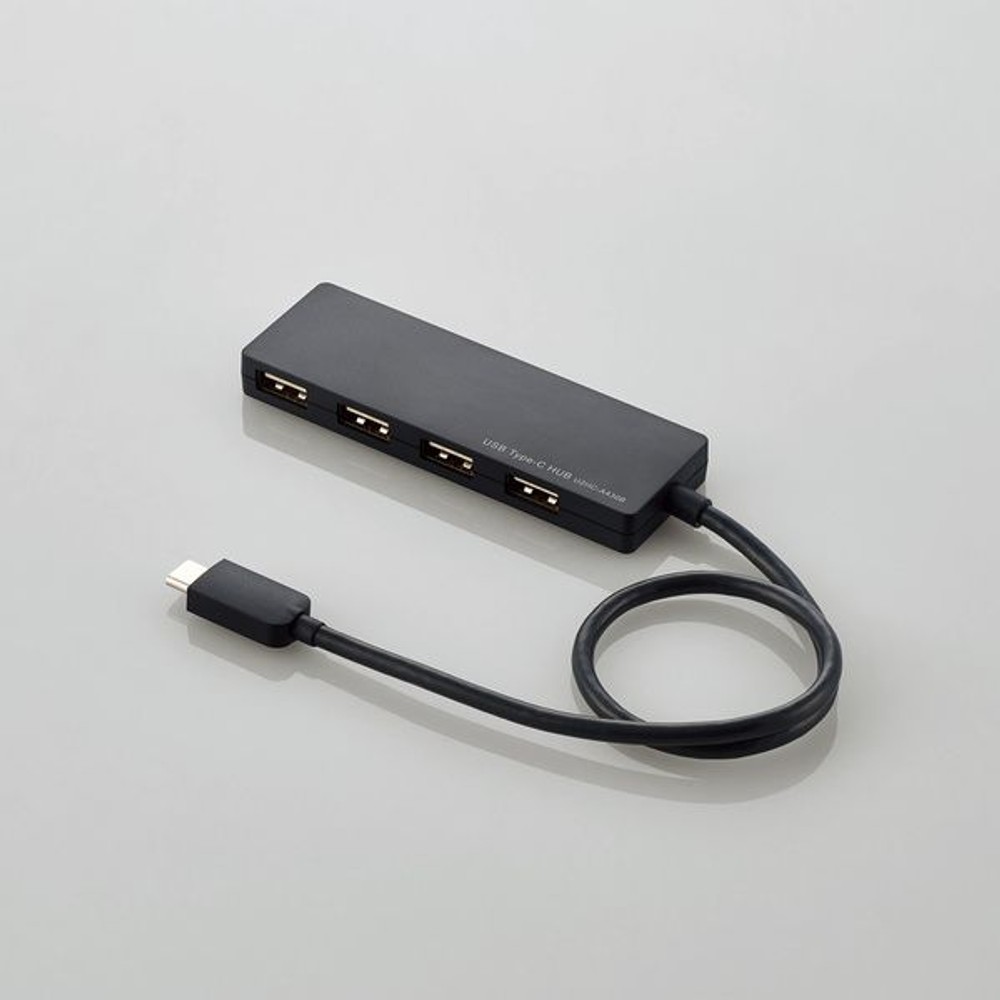 エレコム　USB2.0ハブ　4ポート　U2HC-A430BBK, ブラック, 30cm