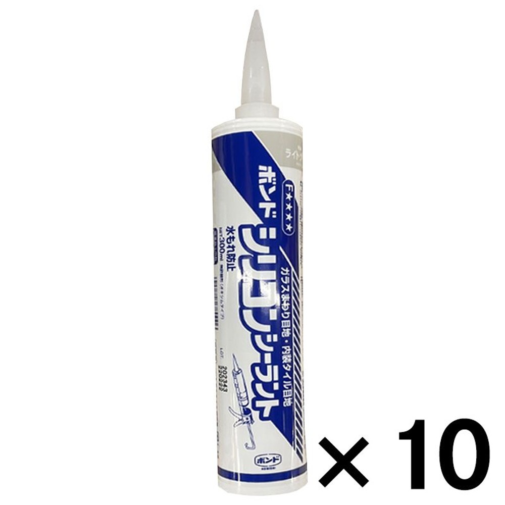 ボンド　シリコンシーラント300ｍｌ　ライトグレー ×10本セット, ライトグレー, 300ml